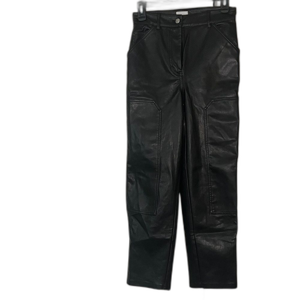 Aritzia Wilfred Free Black Vegan Faux Leather Cargo Pants Size 2